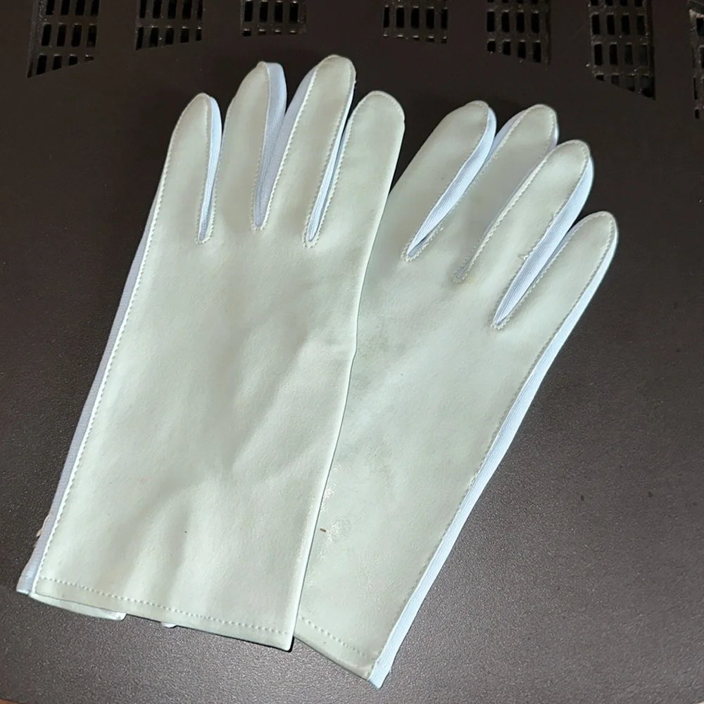 Vintage Sears Gloves Light Green with Blue Size Small